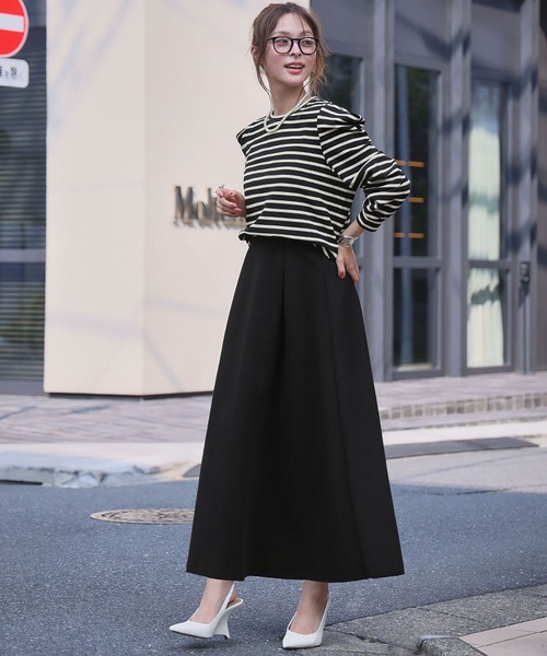 ELFRANK(エルフランク)の「パワーショルダー ボーダー クルーネック プルオーバー カットソー(Tシャツ/カットソー・レディース・ネイビー/ブラック/アイボリー・M/L)」の19枚目の写真