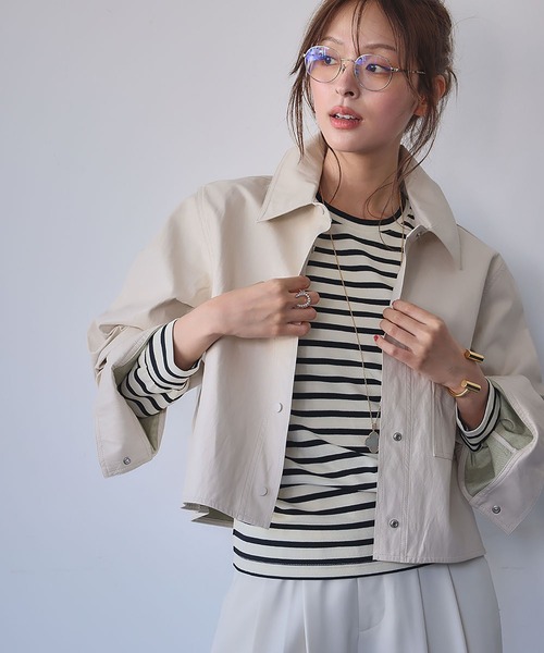 ELFRANK(エルフランク)の「パワーショルダー ボーダー クルーネック プルオーバー カットソー(Tシャツ/カットソー・レディース・ネイビー/ブラック/アイボリー・M/L)」の4枚目の写真