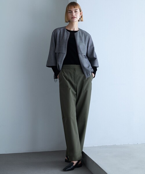 ウール2WAYストレッチ ノーカラーブルゾン（ブルゾン）｜ICB