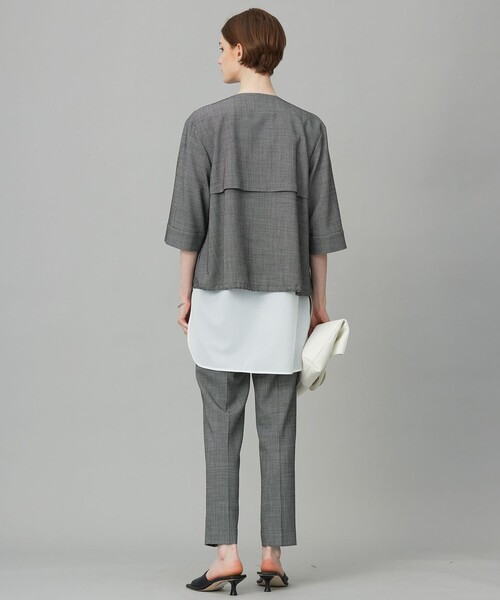 ♡RYW♡ 【美品】 ICB メッシュブルゾン ウール2WAYストレッチ ノーカラーブルゾン（ブルゾン）｜ICB