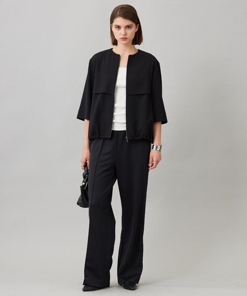 ウール2WAYストレッチ ノーカラーブルゾン（ブルゾン）｜ICB