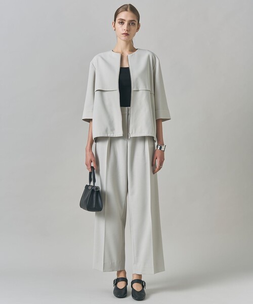 ウール2WAYストレッチ ノーカラーブルゾン（ブルゾン）｜ICB