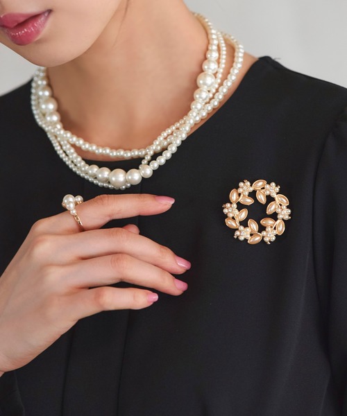 シルバー / ゴールド パール ブローチ 4type ｜ レディース セレモニー