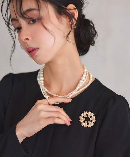 シルバー / ゴールド パール ブローチ 4type ｜ レディース