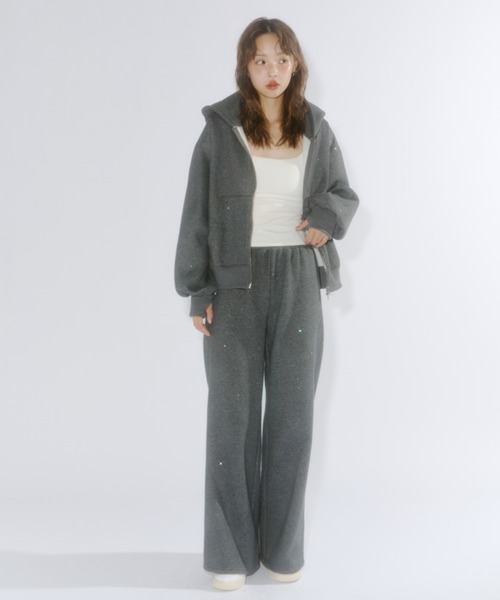 Lame coco straight sweatpants / ラメココストレートスウェットパンツ