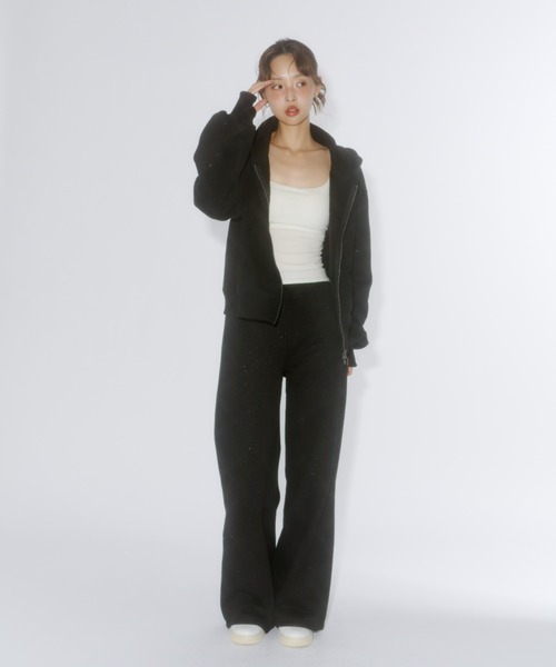 Lame coco straight sweatpants / ラメココストレートスウェットパンツ