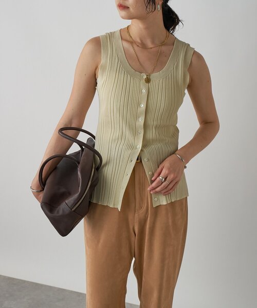 RIVE DROITE(リヴドロワ)の「【着回し力抜群】2wayニットタンク(ニット/セーター・レディース・グレー/アイボリー・FREE)」の6枚目の写真