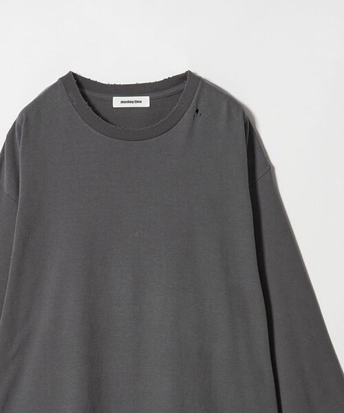 MONKEY TIME（モンキータイム）の「ディストレスト ロングスリーブ Tシャツ（Tシャツ/カットソー・メンズ・ダークグレー/ライトグレー・S/M/L/XL）」の2枚目の写真