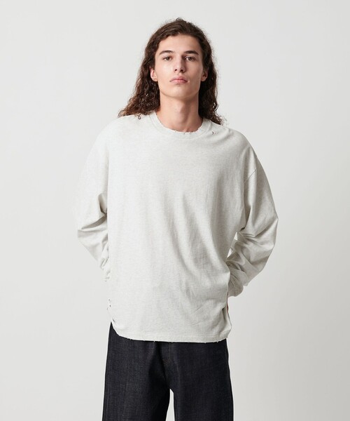 ディストレスト ロングスリーブ Tシャツ（Tシャツ/カットソー