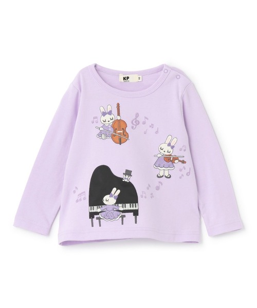 KP（ケーピー）の「mimiちゃん ピアノアップリケ 長袖Tシャツ（Tシャツ/カットソー・キッズ・ラベンダー/オフホワイト/ブラック・90cm/110cm/100cm/120cm/140cm/130cm/80ｃｍ）」の3枚目の写真