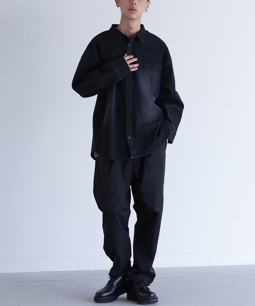 MDR(エムディアール)の「オーバーサイズストレッチデニムシャツ(シャツ/ブラウス・メンズ・ブルー/ブラック・M/L)」の6枚目の写真