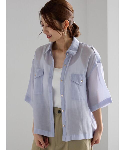 SS2006 ポケット　レーヨン　シアーTシャツ Te chichi（テチチ）の「シアー半袖Wポケットシャツ（シャツ/ブラウス