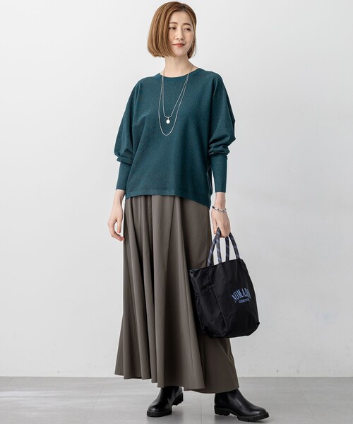 23区（ニジュウサンク）の「【洗える】ストレッチタイプライター フレア スカート（スカート・レディース・黄土色系/グレー系/モスグリーン系/ブラック系・36/38/40）」の6枚目の写真