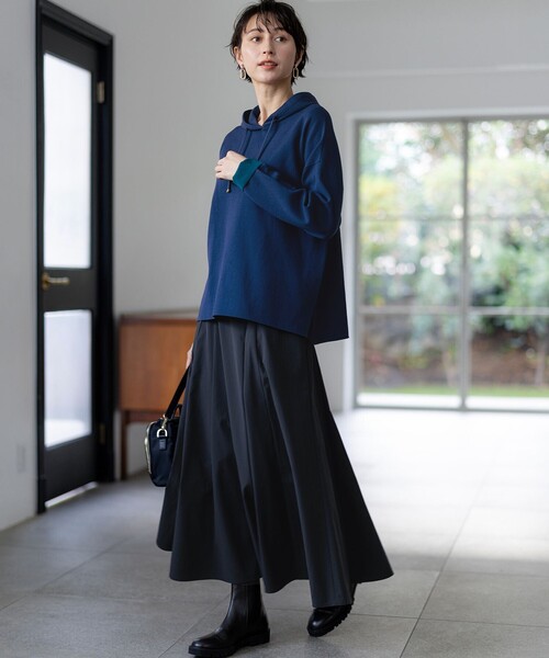 23区（ニジュウサンク）の「【洗える】ストレッチタイプライター フレア スカート（スカート・レディース・黄土色系/グレー系/モスグリーン系/ブラック系・36/38/40）」の10枚目の写真