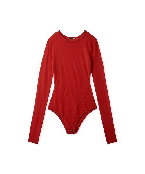 styling/（スタイリング）の「シアーニットボディースーツ（ニット/セーター・レディース・ブラック/アイボリー/グレー/レッド・F）」の4枚目の写真