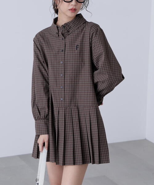 セール】◇プリーツシャツロングスリーブミニワンピース（ワンピース