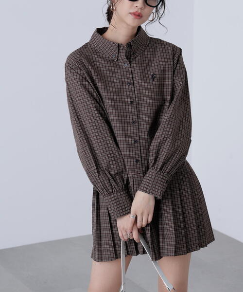 セール】◇プリーツシャツロングスリーブミニワンピース（ワンピース