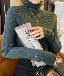 ハイネック リブニット 長袖