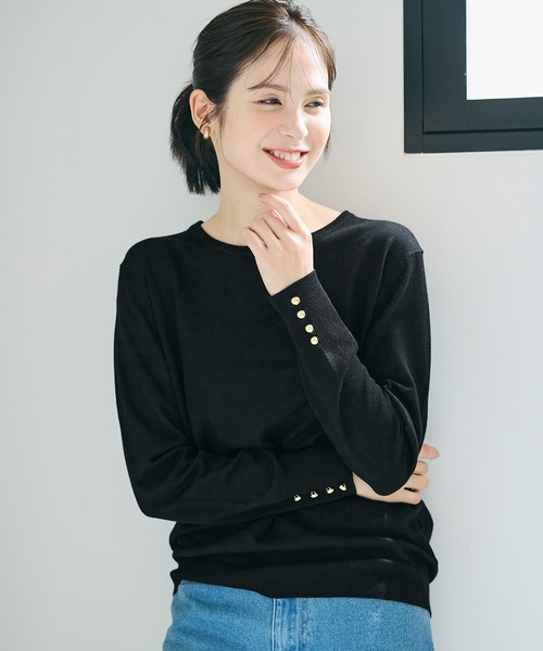 セール】袖金ボタンニットトップス（ニット/セーター）｜coca（coca