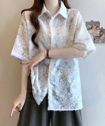 maison de LATIR（メゾンドラティール）の「ほんのり甘いシアー半袖カラーシャツ（シャツ/ブラウス）」