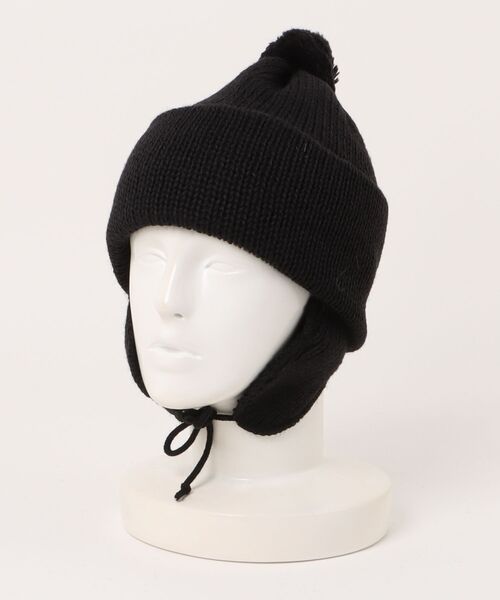 HIGHLAND 2000（ハイランドトゥーサウザンド）の「HIGHLAND 2000 ソリッド ボブ キャップ 3g Solid Bobcap w/ear Cover&PomPom&Rope（ニットキャップ/ビーニー・レディース・グレー系/ブラック/アイボリー・FREE）」の2枚目の写真