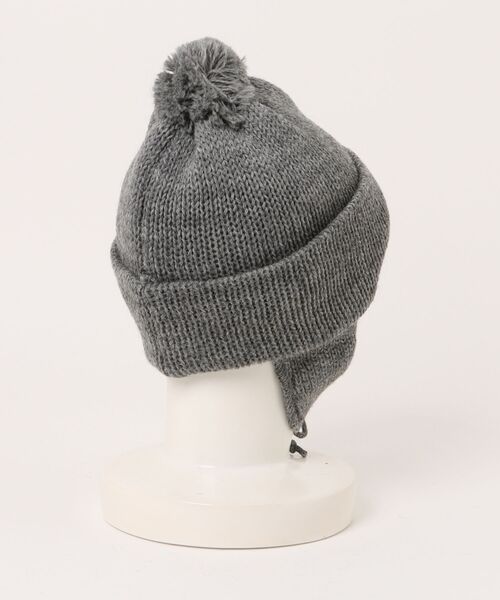HIGHLAND 2000（ハイランドトゥーサウザンド）の「HIGHLAND 2000 ソリッド ボブ キャップ 3g Solid Bobcap w/ear Cover&PomPom&Rope（ニットキャップ/ビーニー・レディース・グレー系/ブラック/アイボリー・FREE）」の4枚目の写真
