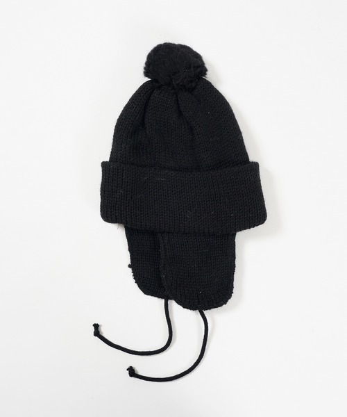 HIGHLAND 2000（ハイランドトゥーサウザンド）の「HIGHLAND 2000 ソリッド ボブ キャップ 3g Solid Bobcap w/ear Cover&PomPom&Rope（ニットキャップ/ビーニー・レディース・グレー系/ブラック/アイボリー・FREE）」の10枚目の写真