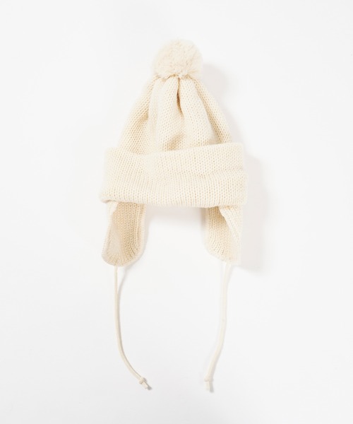 HIGHLAND 2000（ハイランドトゥーサウザンド）の「HIGHLAND 2000 ソリッド ボブ キャップ 3g Solid Bobcap w/ear Cover&PomPom&Rope（ニットキャップ/ビーニー・レディース・グレー系/ブラック/アイボリー・FREE）」の12枚目の写真