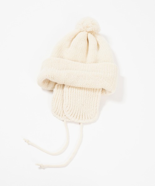 HIGHLAND 2000（ハイランドトゥーサウザンド）の「HIGHLAND 2000 ソリッド ボブ キャップ 3g Solid Bobcap w/ear Cover&PomPom&Rope（ニットキャップ/ビーニー・レディース・グレー系/ブラック/アイボリー・FREE）」の14枚目の写真