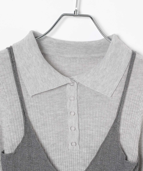 3.3 Field Trip （3.3フィールドトリップ）の「3.3 Field Trip／リボンキャミドッキングニット（ニット/セーター・レディース・ブルー/グレー/オフホワイト・FREE）」の21枚目の写真