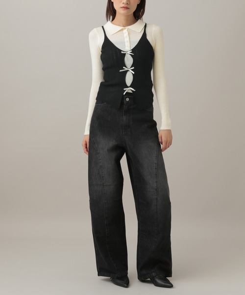 3.3 Field Trip （3.3フィールドトリップ）の「3.3 Field Trip／リボンキャミドッキングニット（ニット/セーター・レディース・ブルー/グレー/オフホワイト・FREE）」の14枚目の写真