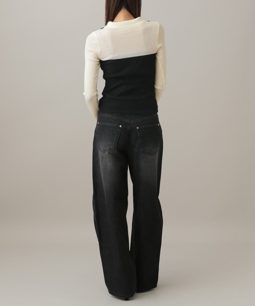 3.3 Field Trip （3.3フィールドトリップ）の「3.3 Field Trip／リボンキャミドッキングニット（ニット/セーター・レディース・ブルー/グレー/オフホワイト・FREE）」の13枚目の写真