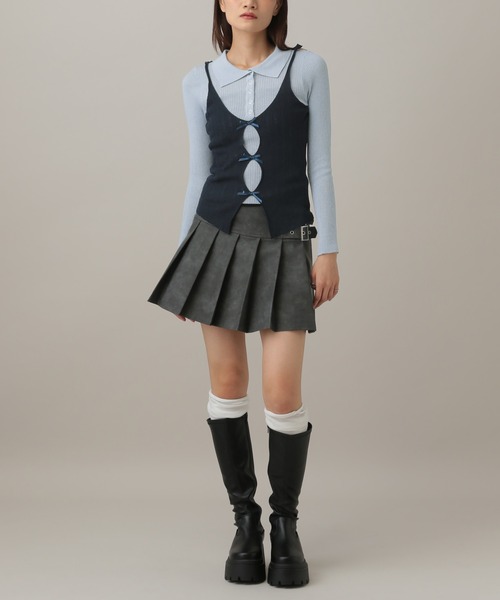 3.3 Field Trip （3.3フィールドトリップ）の「3.3 Field Trip／リボンキャミドッキングニット（ニット/セーター・レディース・ブルー/グレー/オフホワイト・FREE）」の9枚目の写真