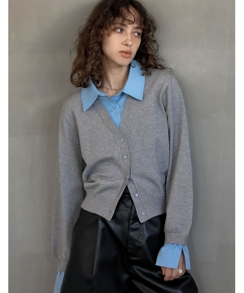 【即完売モデル】カラー 20SS レイヤードドッキングカーディガン バイカラーレイヤード風カーディガン | ファッション通販サイト NUGU