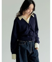[2025AW COLLECTION]シャツドッキングレイヤード風ニットカーディガン