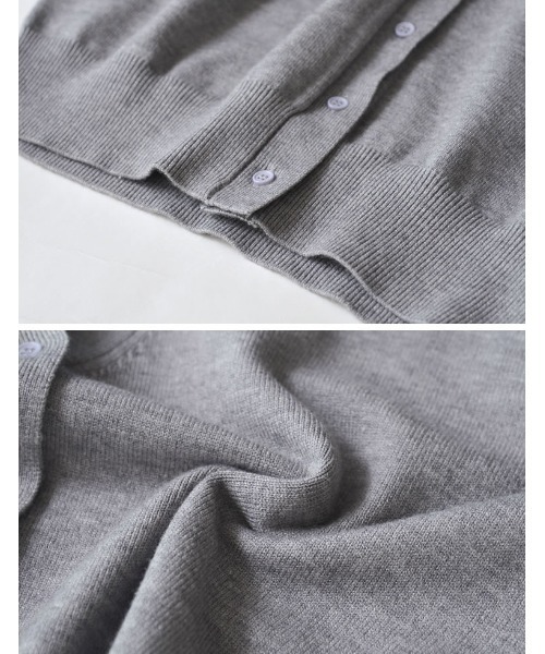 Re:EDIT（リエディ）の「[2025AW COLLECTION]シャツドッキングレイヤード風ニットカーディガン（ニット/セーター・レディース・グレー系/ネイビー系/ブラック系・MEDIUM/LARGE）」の18枚目の写真