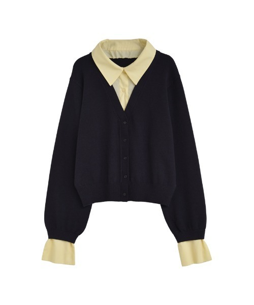 Re:EDIT（リエディ）の「[2025AW COLLECTION]シャツドッキングレイヤード風ニットカーディガン（ニット/セーター・レディース・グレー系/ネイビー系/ブラック系・MEDIUM/LARGE）」の21枚目の写真