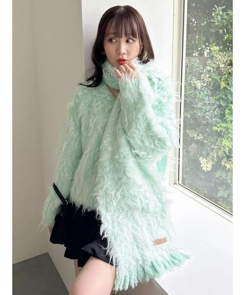 dazzlin（ダズリン）の「リップルカールマフラー（マフラー・レディース・レッド/ピンク/グリーン/イエロー/チャコールグレー/ブルー/アイボリー・FREE）」の21枚目の写真