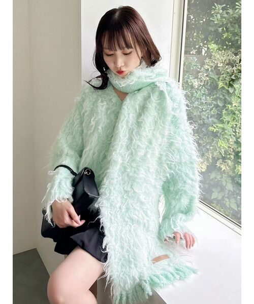 dazzlin（ダズリン）の「リップルカールマフラー（マフラー・レディース・レッド/ピンク/グリーン/イエロー/チャコールグレー/ブルー/アイボリー・FREE）」の22枚目の写真