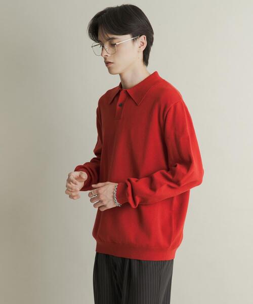 SENSE OF PLACE by URBAN RESEARCH（センスオブプレイスバイアーバンリサーチ）の「『一部WEB限定カラー』『洗濯可/毛玉防止』ストレッチニットポロシャツ（ニット/セーター・メンズ・ブラック/ブラウン/レッド/ベージュ/ミント/ネイビー/チャコールグレー・MEDIUM/LARGE）」の7枚目の写真