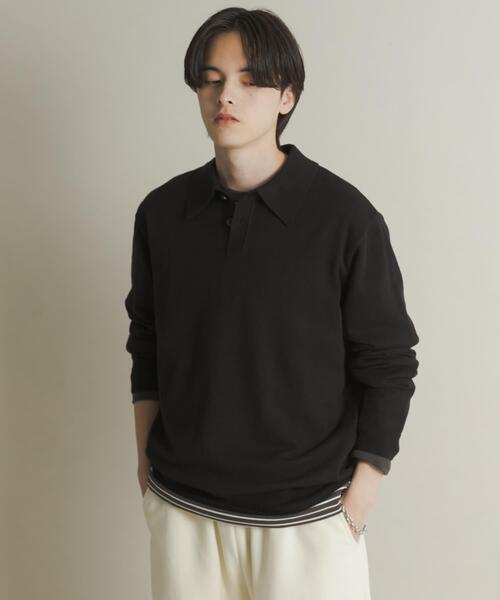 SENSE OF PLACE by URBAN RESEARCH（センスオブプレイスバイアーバンリサーチ）の「『一部WEB限定カラー』『洗濯可/毛玉防止』ストレッチニットポロシャツ（ニット/セーター・メンズ・ブラック/ブラウン/レッド/ベージュ/ミント/ネイビー/チャコールグレー・MEDIUM/LARGE）」の8枚目の写真