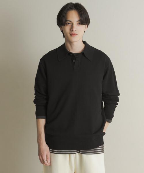 SENSE OF PLACE by URBAN RESEARCH（センスオブプレイスバイアーバンリサーチ）の「『一部WEB限定カラー』『洗濯可/毛玉防止』ストレッチニットポロシャツ（ニット/セーター・メンズ・ブラック/ブラウン/レッド/ベージュ/ミント/ネイビー/チャコールグレー・MEDIUM/LARGE）」の9枚目の写真