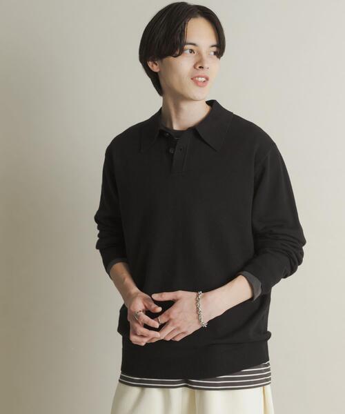 SENSE OF PLACE by URBAN RESEARCH（センスオブプレイスバイアーバンリサーチ）の「『一部WEB限定カラー』『洗濯可/毛玉防止』ストレッチニットポロシャツ（ニット/セーター・メンズ・ブラック/ブラウン/レッド/ベージュ/ミント/ネイビー/チャコールグレー・MEDIUM/LARGE）」の10枚目の写真