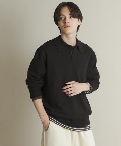 SENSE OF PLACE by URBAN RESEARCH（センスオブプレイスバイアーバンリサーチ）の「『一部WEB限定カラー』『洗濯可/毛玉防止』ストレッチニットポロシャツ（ニット/セーター・メンズ・ブラック/ブラウン/レッド/ベージュ/ミント/ネイビー/チャコールグレー・MEDIUM/LARGE）」の11枚目の写真
