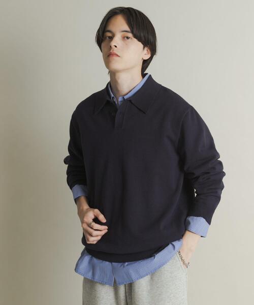 SENSE OF PLACE by URBAN RESEARCH（センスオブプレイスバイアーバンリサーチ）の「『一部WEB限定カラー』『洗濯可/毛玉防止』ストレッチニットポロシャツ（ニット/セーター・メンズ・ブラック/ブラウン/レッド/ベージュ/ミント/ネイビー/チャコールグレー・MEDIUM/LARGE）」の21枚目の写真