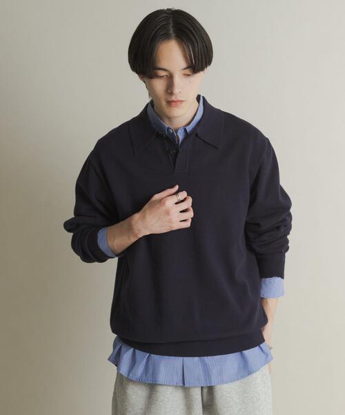 SENSE OF PLACE by URBAN RESEARCH（センスオブプレイスバイアーバンリサーチ）の「『一部WEB限定カラー』『洗濯可/毛玉防止』ストレッチニットポロシャツ（ニット/セーター・メンズ・ブラック/ブラウン/レッド/ベージュ/ミント/ネイビー/チャコールグレー・MEDIUM/LARGE）」の22枚目の写真