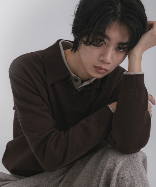 SENSE OF PLACE by URBAN RESEARCH（センスオブプレイスバイアーバンリサーチ）の「『一部WEB限定カラー』『洗濯可/毛玉防止』ストレッチニットポロシャツ（ニット/セーター・メンズ・ブラック/ブラウン/レッド/ベージュ/ミント/ネイビー/チャコールグレー・MEDIUM/LARGE）」の4枚目の写真