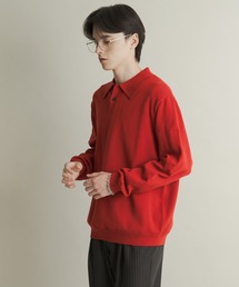 ニットポロシャツ」に該当するレッド/赤色系のファッション通販