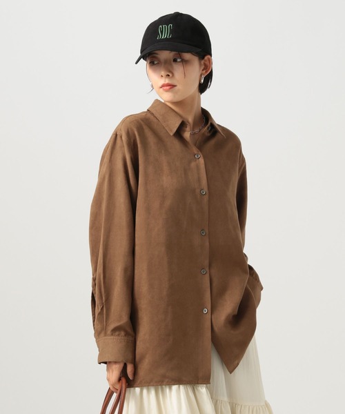 BAYFLOW（ベイフロー）の「[ストレッチ入りで動きやすい]フェイクスウェードシャツ（シャツ/ブラウス・レディース・ブラウン/モカ・FREE）」の5枚目の写真