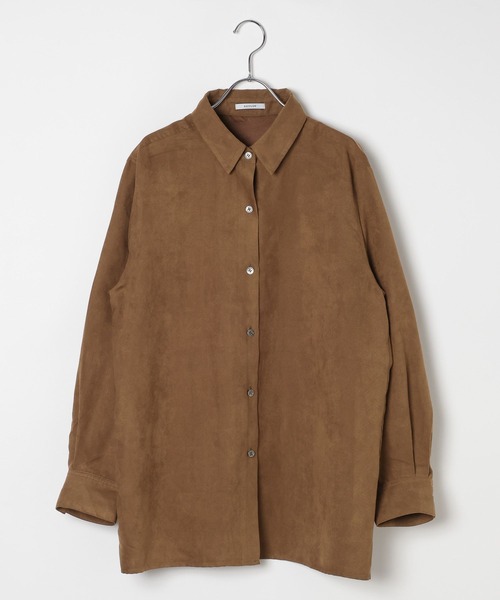 BAYFLOW（ベイフロー）の「[ストレッチ入りで動きやすい]フェイクスウェードシャツ（シャツ/ブラウス・レディース・ブラウン/モカ・FREE）」の11枚目の写真
